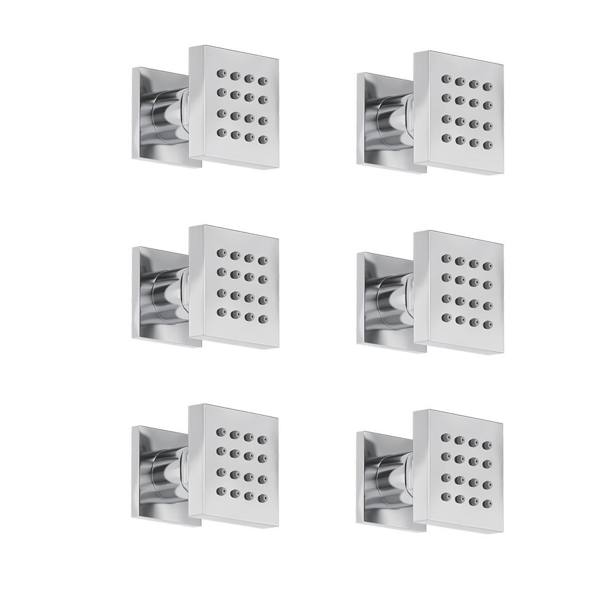 Modern 50mm Square Body Jet x 6 - Chrome