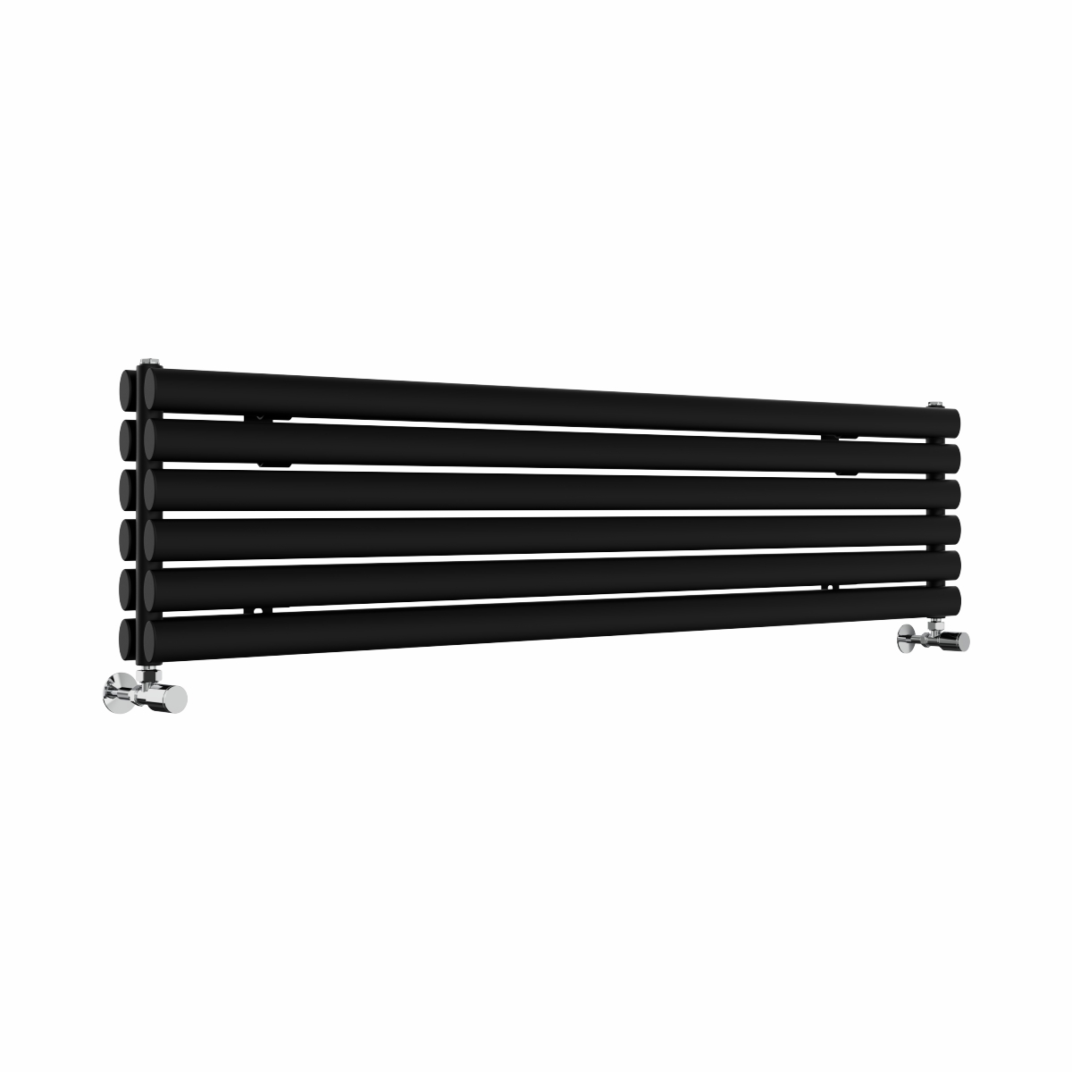 Norden 355 x 1600mm Black Double Horizontal Oval Tube Designer Radiator