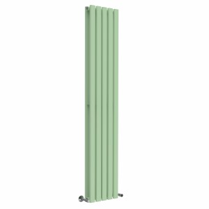 Lulea 1800 x 340mm Pastel Green Double Flat Panel Vertical Designer Radiator