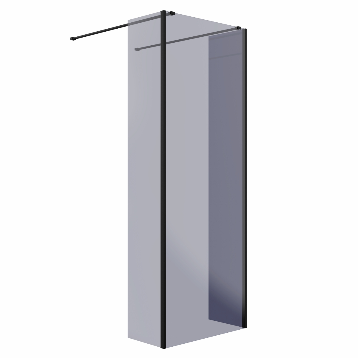 Wasdale 760mm Black Smoked Walk Through Wet Room Screen with 300mm Hinged Return Screens