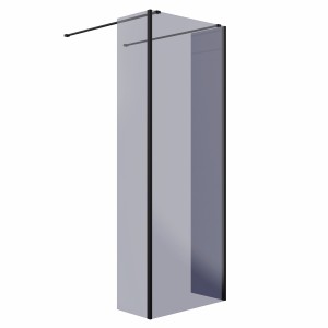 Wasdale 760mm Black Smoked Walk Through Wet Room Screen with 300mm Hinged Return Screens