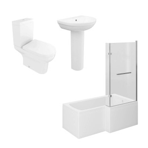 Calgary 1500mm Right Hand L Shape Shower Bath Suite