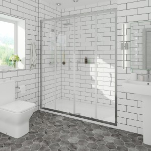 Ennerdale - 1600mm Double Sliding Shower Door - Chrome