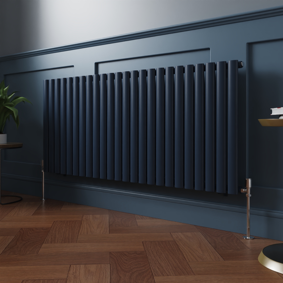 Norden 600 x 1417mm Sapphire Blue Single Horizontal Oval Column Designer Radiator