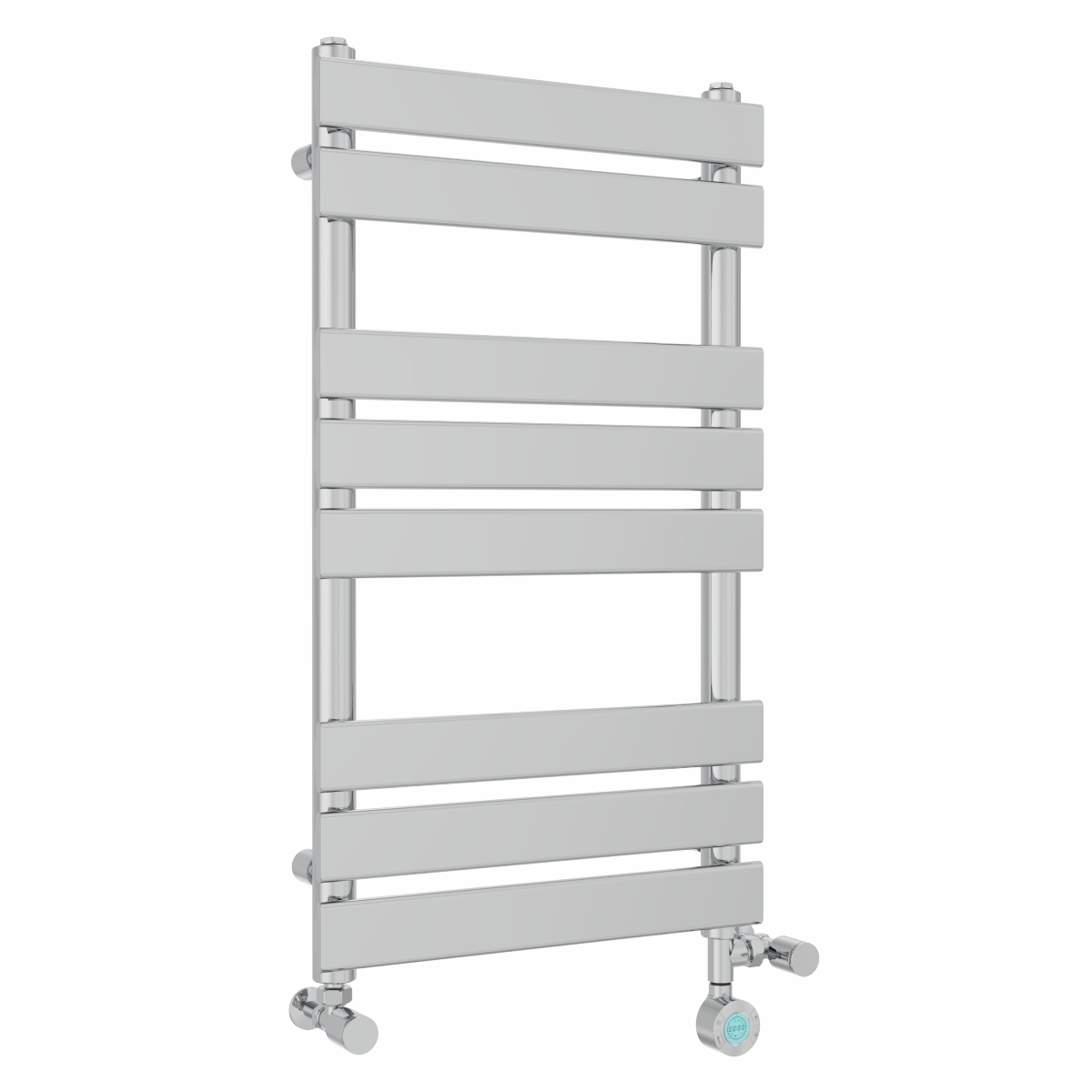Juva 800 x 450mm Dual Fuel Chrome Flat Panel Thermostatic Touch Control Electric Heated Towel Rail
