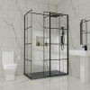 Wasdale 900mm Wet Room Screen, 760mm Wet Room Screen with 200mm Wet Room Return Screen - Black Grid