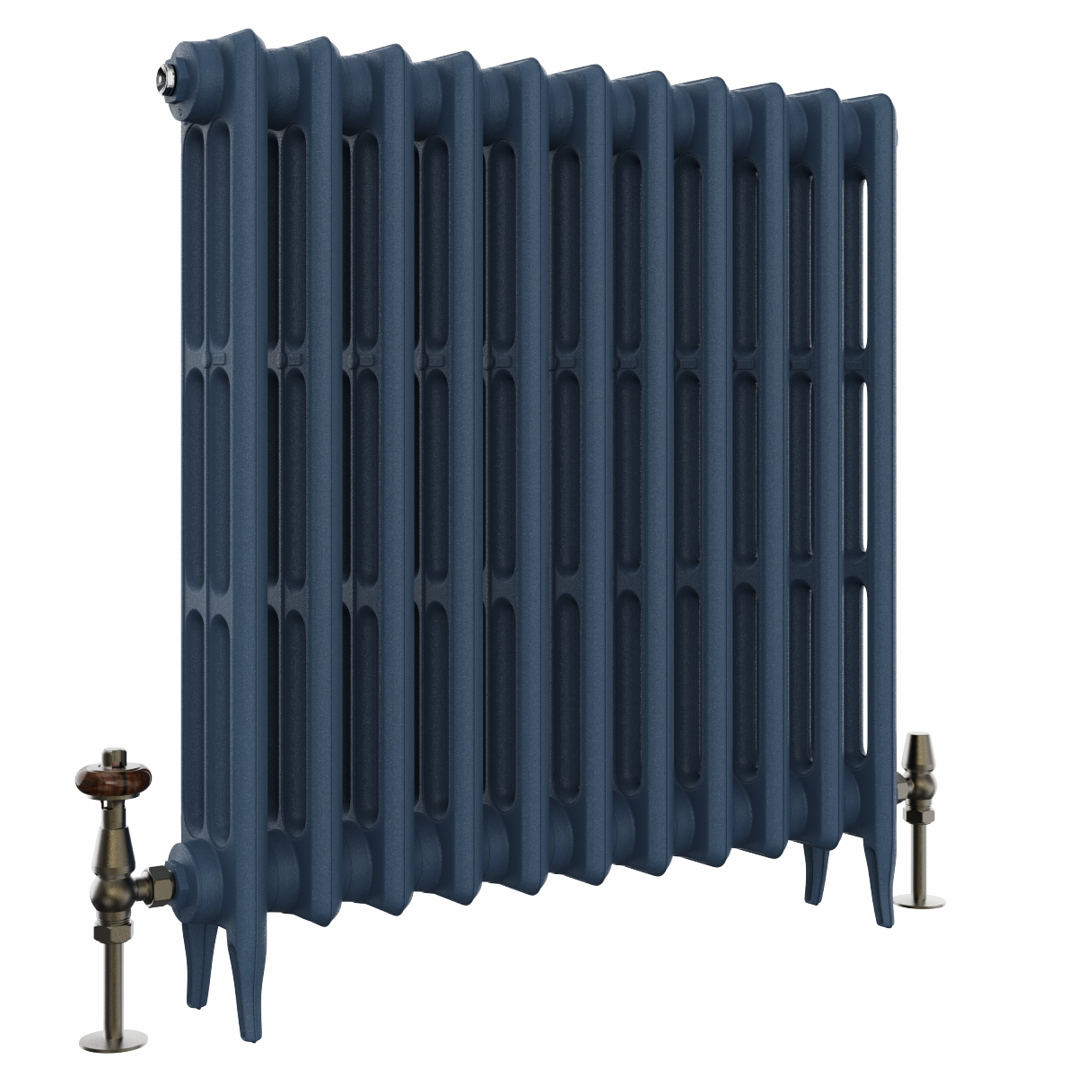 Classic  745 x 716mm  Farrow & Ball Hague Blue Triple Column Cast Iron Radiator - 11 Sections