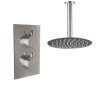 Thurso Chrome Twin Round Handle Concealed Valve with 400mm Round Shower Head and Ceiling Arm (1 Outlet)