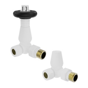Traditional Thermostatic Corner Radiator Valves - White