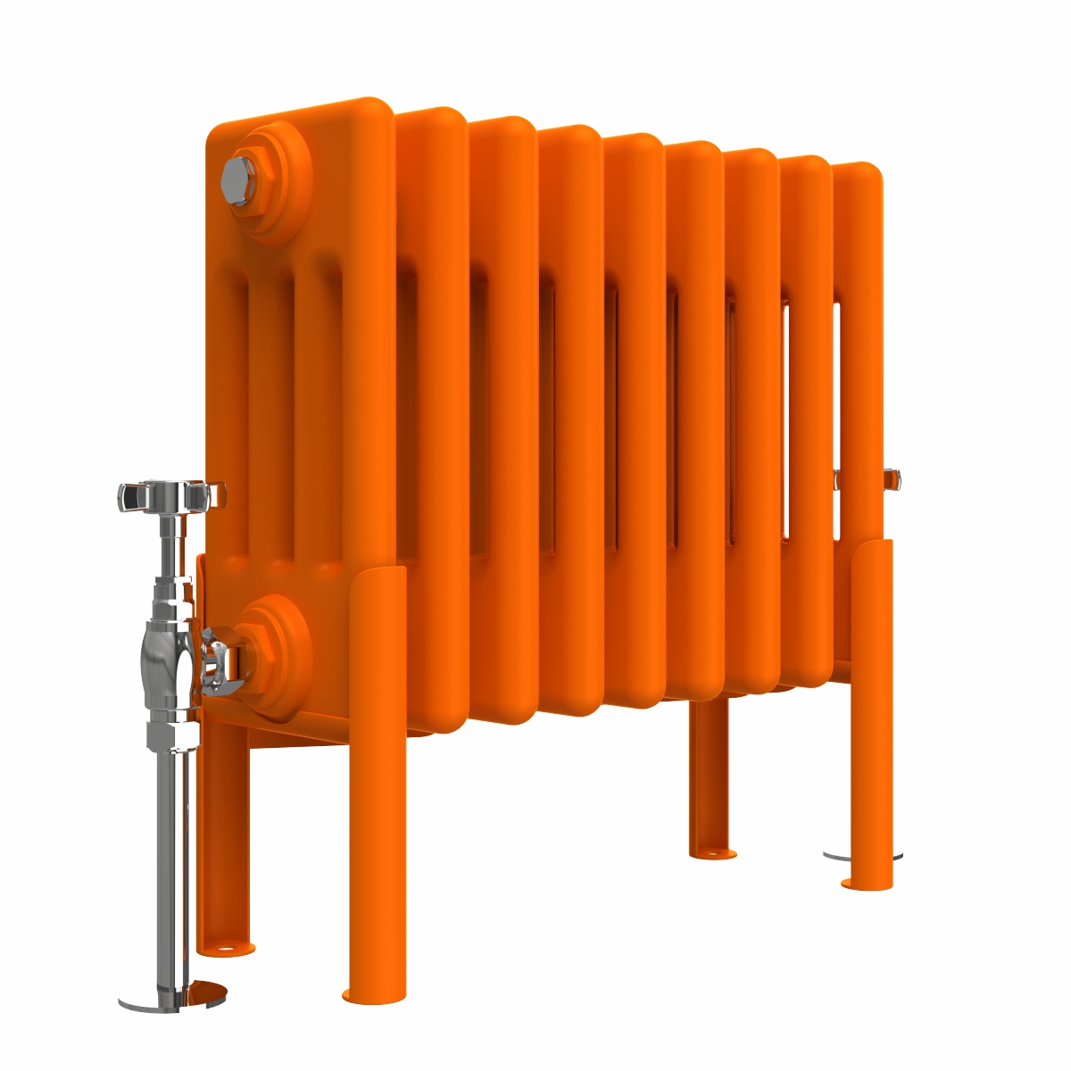 Bern 300 x 425mm Traditional Bright Orange Horizontal Four Column Radiator