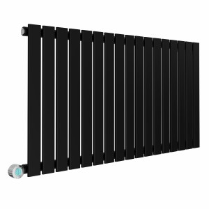 Karlstad 600 x 1158mm Black Flat Panel Horizontal Wifi Electric Radiator - 1000W