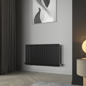 Karlstad 600 x 1022mm Black Single Horizontal Flat Panel Designer Radiator