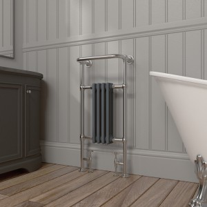 Salzburg Traditional Victorian Chrome & Grey Towel Rail Radiator