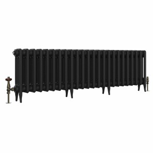 Classic 450 x 1522mm Black Primered Finish Triple Column Cast Iron Radiator - 24 Sections