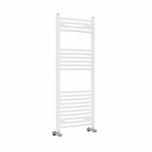 Fjord 1200 x 500mm Curved White Heated Towel Rail