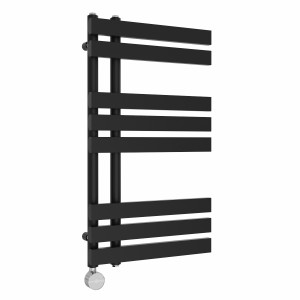 Koli 800 x 450mm Black Thermostatic Touch Control Electric Heated Towel Rail