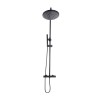 Eden Modern Thermostatic Bar Shower Valve with Round Shower Head and Hand Shower Matt Black