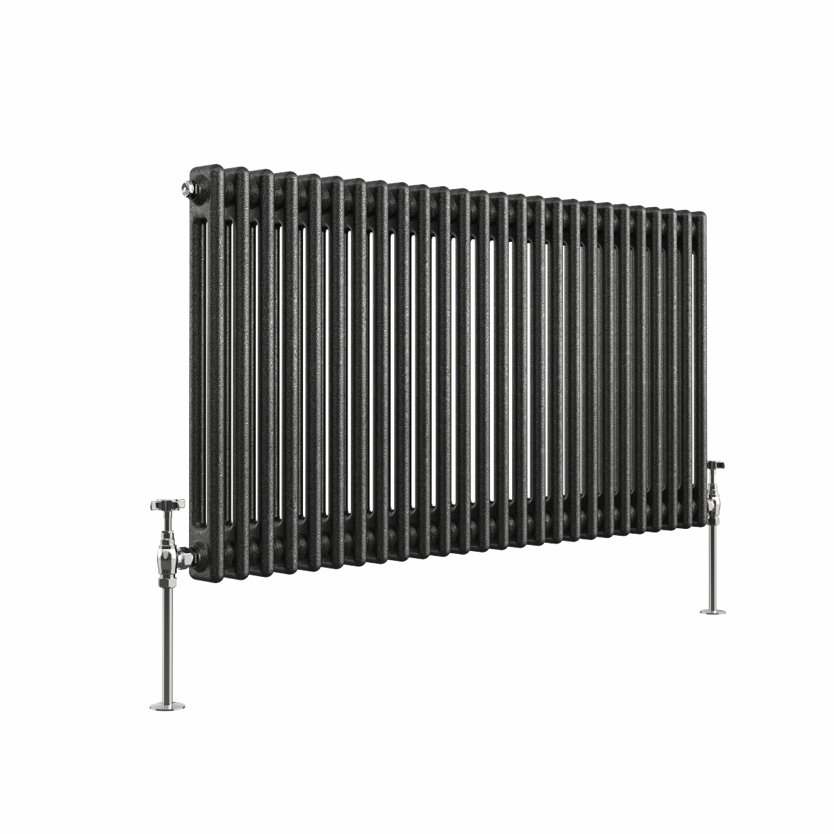 Bern 600 x 1190mm Black Silver Double Column Horizontal Traditional Radiator