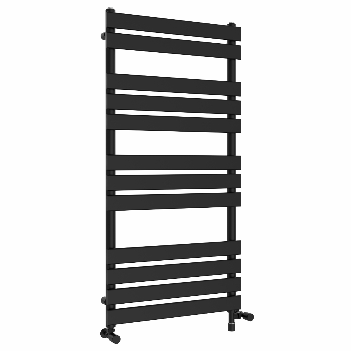 Juva 1200 x 600mm Dual Fuel Satin Black Flat Panel Simple Electric Heated Towel Rail