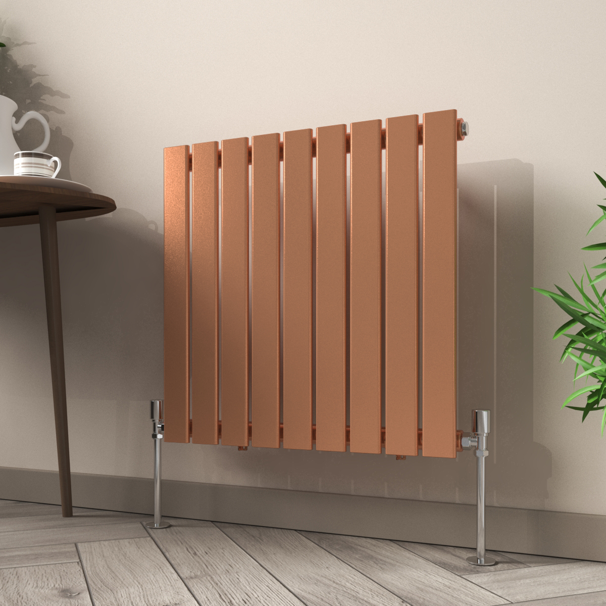 Karlstad 600 x 614mm Metallic Bronze Single Flat Panel Horizontal Designer Radiator