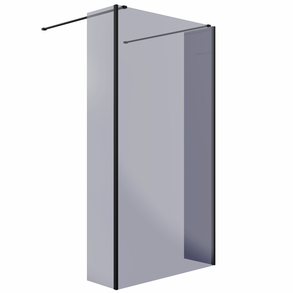 Wasdale 1100mm Black Smoked Walk Through Wet Room Screen with 300mm Hinged Return Screens