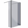 Wasdale 1100mm Black Smoked Walk Through Wet Room Screen with 300mm Hinged Return Screen
