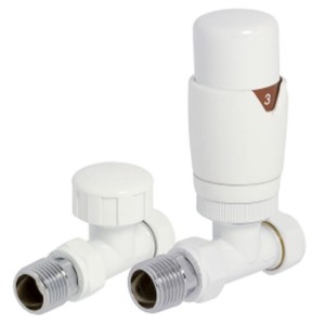 Chelsea White Thermostatic Straight Designer Radiator Valves