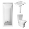 RAK Resort Mini Closed Back Toilet with 650mm Basin Modern Bathroom Suite and Single Ended Bath - 1400 x 700mm