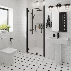 Ennerdale - 700mm Hinged Shower Door - Black