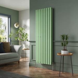 Lulea 1800 x 620mm Pastel Green Double Flat Panel Vertical Designer Radiator