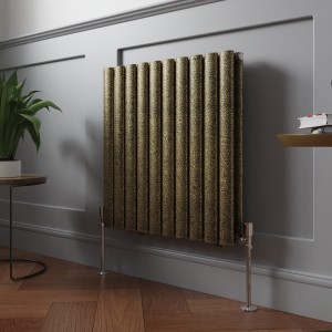 Norden 600 x 591mm Black Gold Double Horizontal Oval Column Designer Radiator
