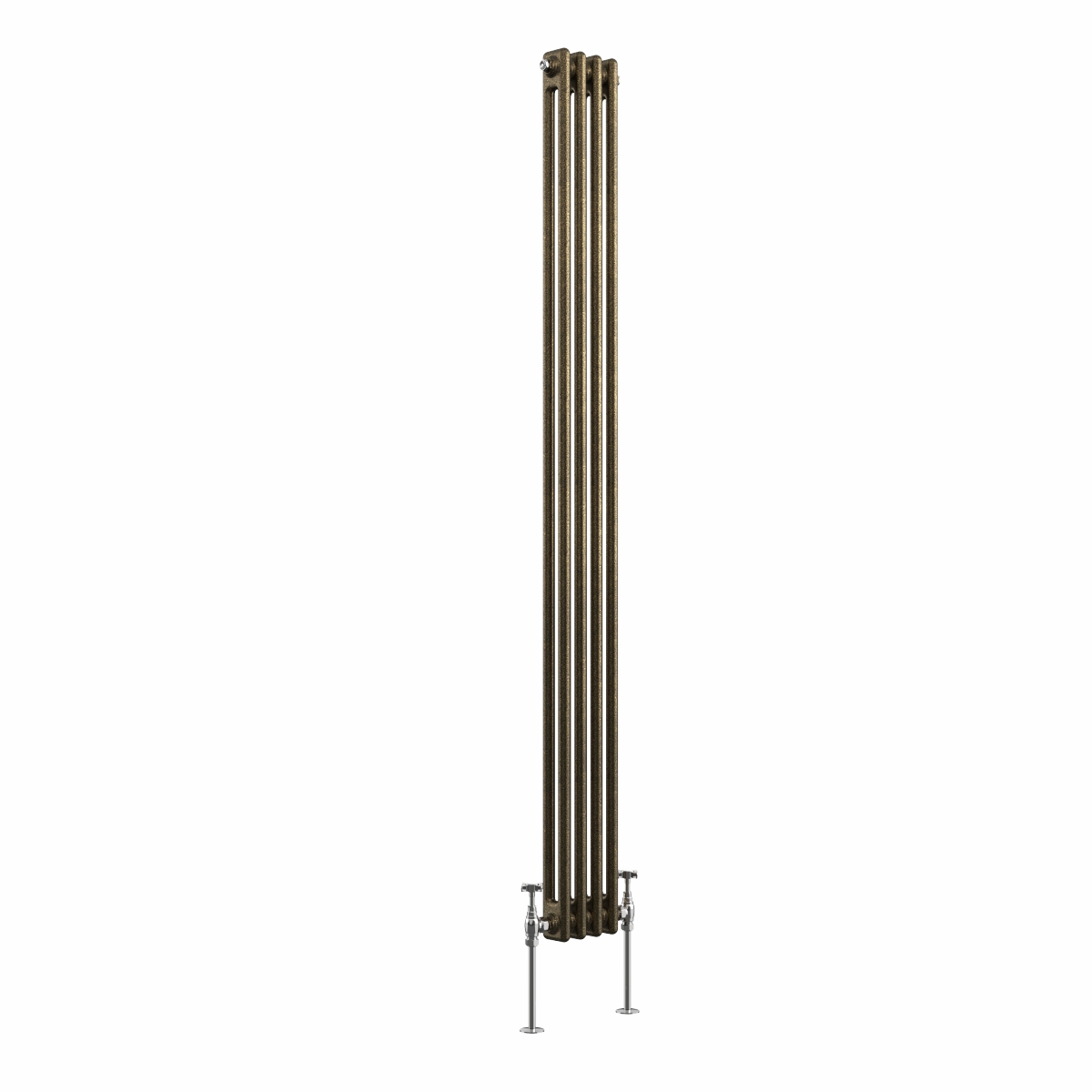 Bern 1800 x 200mm Black Gold Double Column Vertical Traditional Radiator