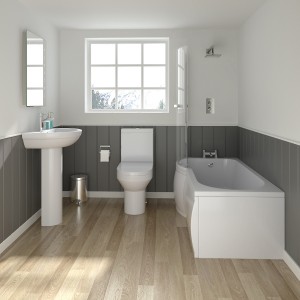 Calgary 1700mm Left Hand P Shape Shower Bath Suite