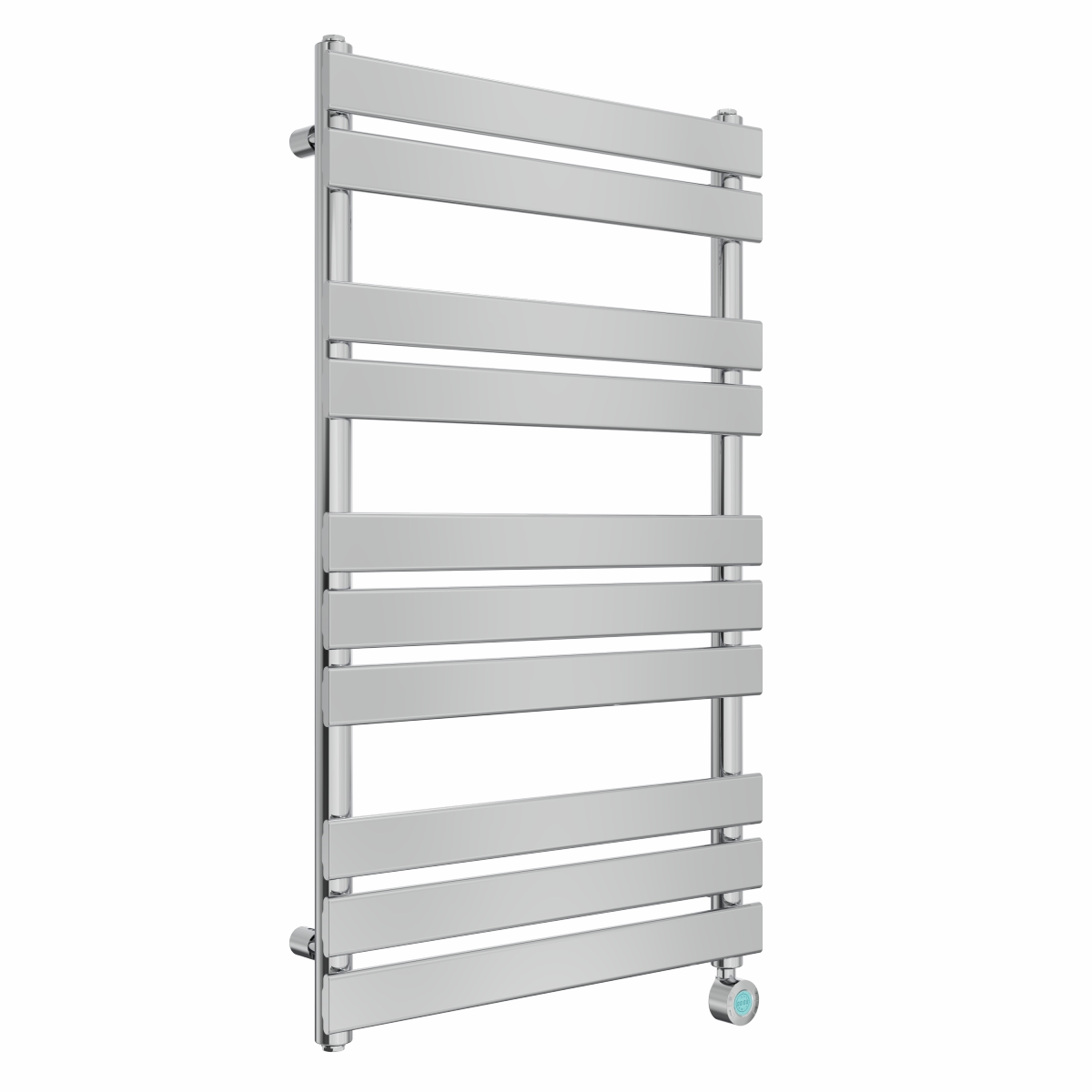 Juva 1000 x 600mm Chrome Flat Panel Thermostatic Touch Control Electric Heated Towel Rail