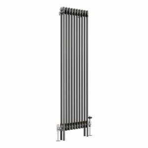 Bern 1500 x 470mm Raw Metal Double Column Vertical Traditional Radiator
