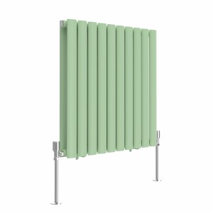 Norden 600 x 591mm Pastel Green Double Oval Column Horizontal Designer Radiator