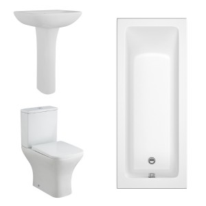 Feel Curved Modern Bathroom Suite with Single Ended Bath - 1500 x 700mm