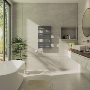 Juva 800 x 450mm Sand Grey Flat Panel Simple Electric Heated Towel Rail