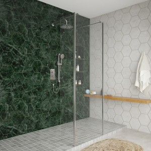 Wasdale 700mm Chrome Walk Through Wet Room Screen with 300mm Hinged Return Screens