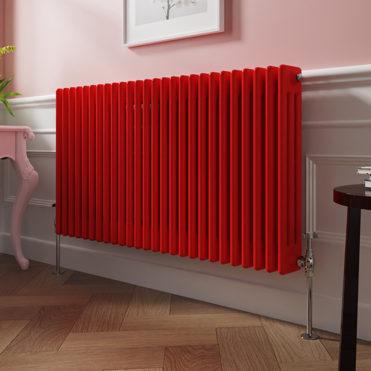 Bern 600 x 1190mm Traditional Signal Red Triple Horizontal Column Radiator