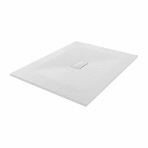 Terra - 1300x1000mm Slate Effect Rectangle Shower Tray White