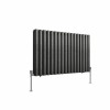 Norden 600 x 1004mm Black Silver Double Horizontal Oval Column Designer Radiator
