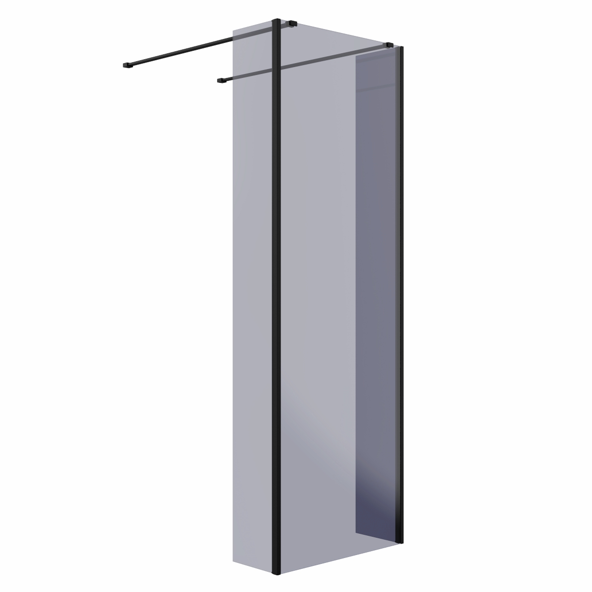 Wasdale 700mm Black Smoked Walk Through Wet Room Screen with 215mm Hinged Return Screens