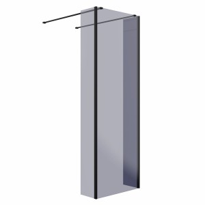 Wasdale 700mm Black Smoked Walk Through Wet Room Screen with 215mm Hinged Return Screens