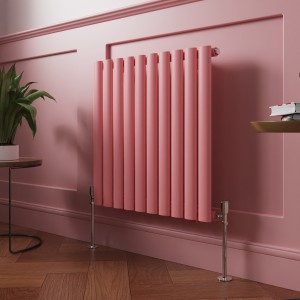 Norden 600 x 591mm Rose Clair Pink Single Horizontal Oval Column Designer Radiator