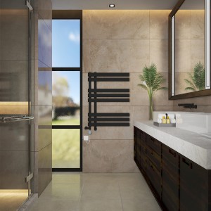 Koli 800 x 600mm Dual Fuel Black Thermostatic Touch Control Electric Heated Towel Rail