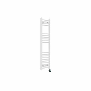 Fjord 1200 x 300mm Curved White Thermostatic Touch Control Electric Heated Towel Rail