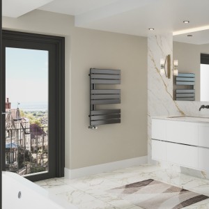 Kristiansund 824 x 500mm Designer Towel Rail - Gunmetal