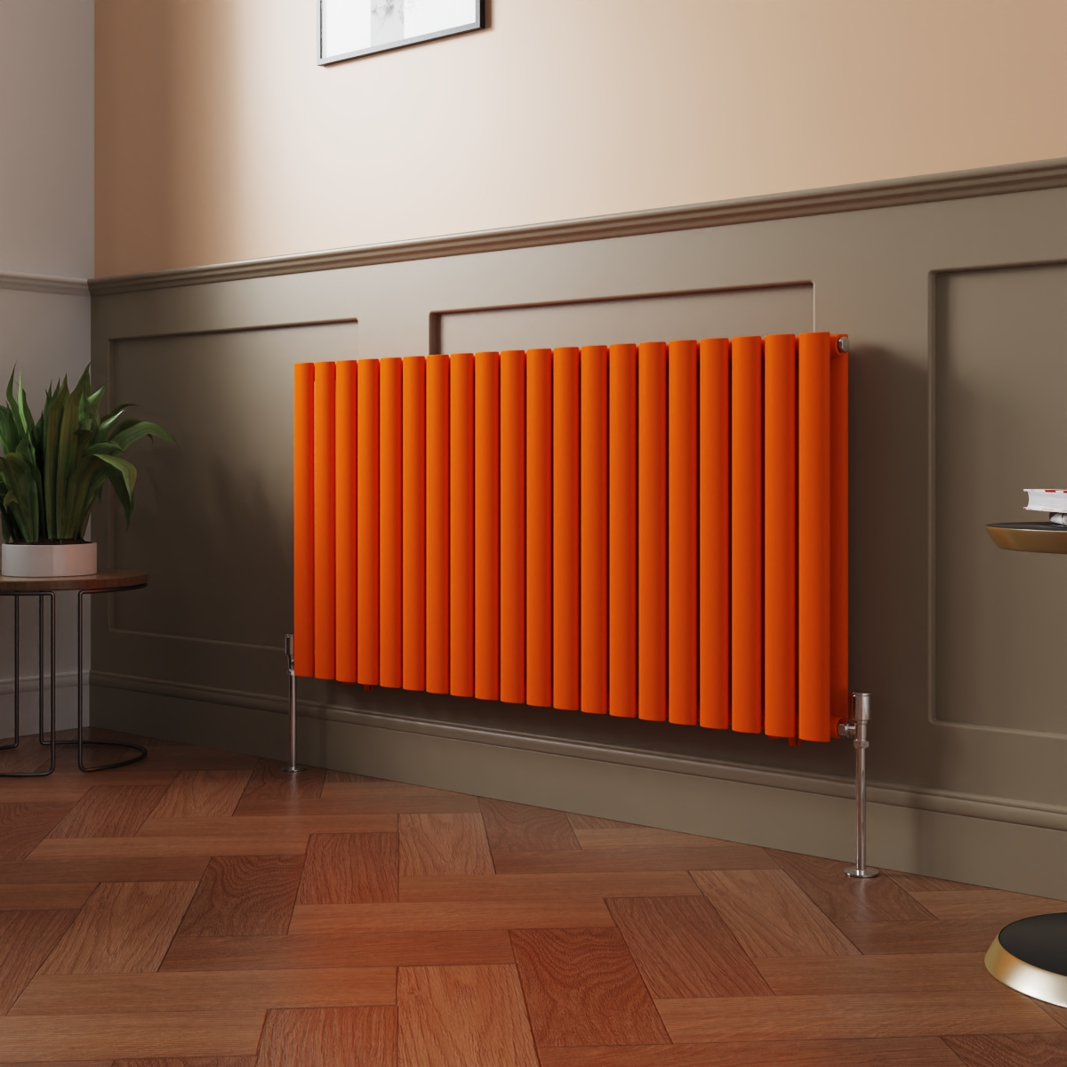 Norden 600 x 1181mm Bright Orange Double Oval Column Horizontal Designer Radiator