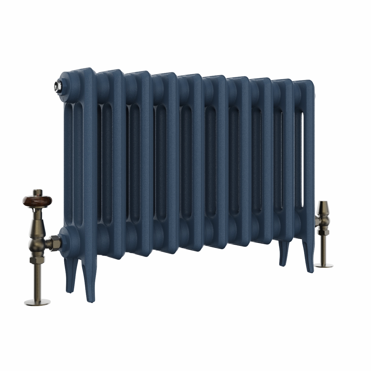 Classic  450 x 654mm  Farrow & Ball Hague Blue Triple Column Cast Iron Radiator - 10 Sections